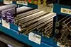 Stainless steel rods on shelf
